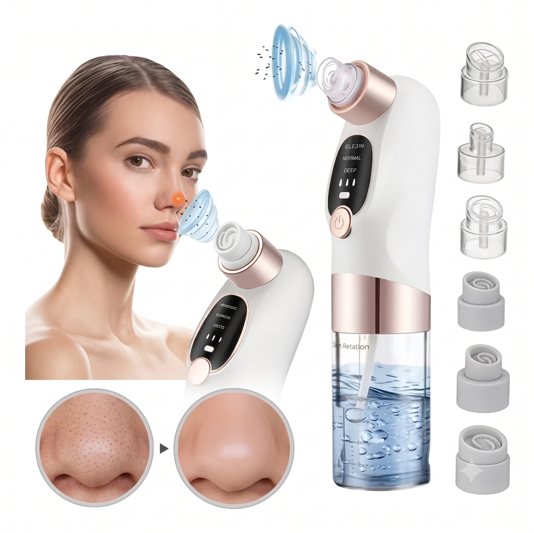 HydroPore Pro™ 6 Cabezales de Succión y Evidencia de Poro Limpio